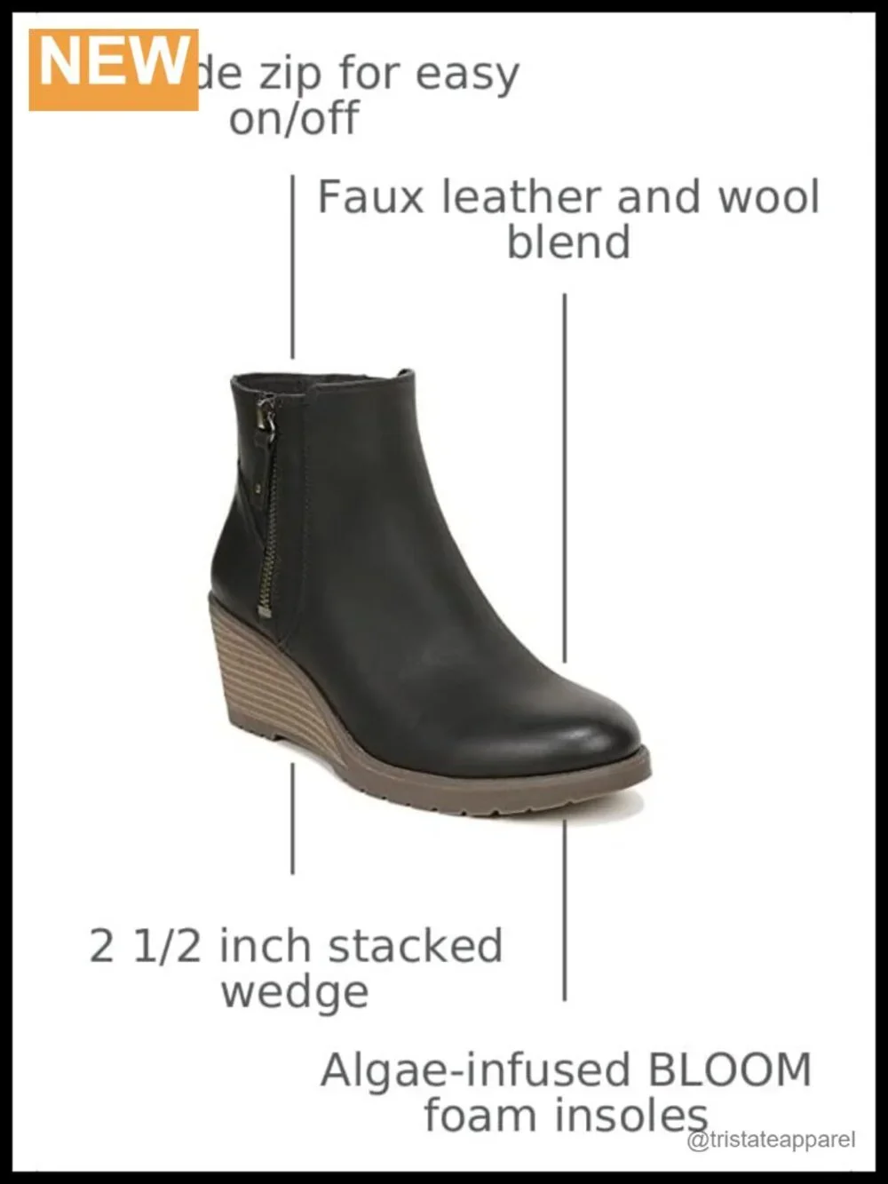 Women's Faux Leather Wedge Ankle Booties with Side Zip